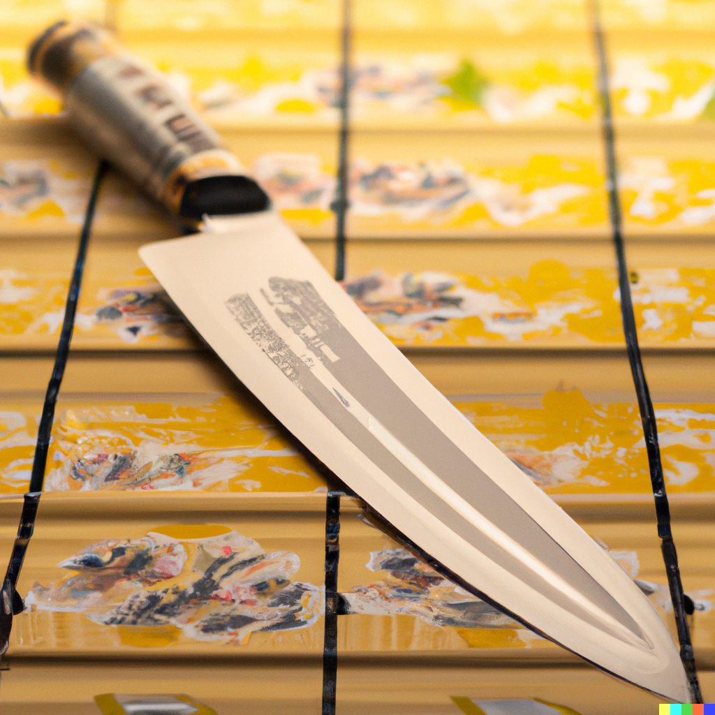 Jak brousit japonské nože 3 Japonský nůž s motivem Japonska